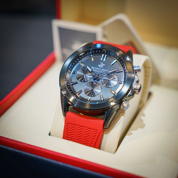 Beverly Hills Polo Club Watch with Red Silicone Band